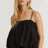 Chan Luu Tops^Balloon Poplin Top Caviar
