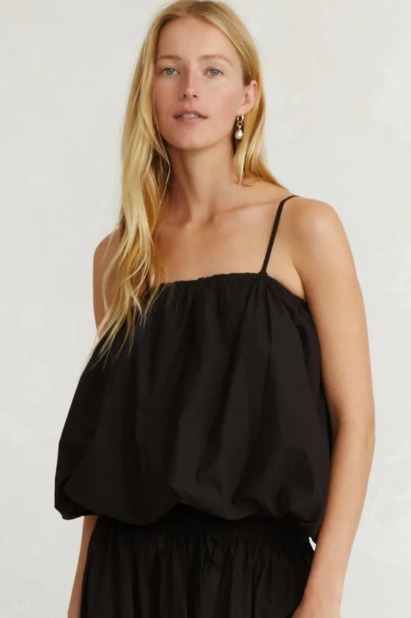 Chan Luu Tops^Balloon Poplin Top Caviar