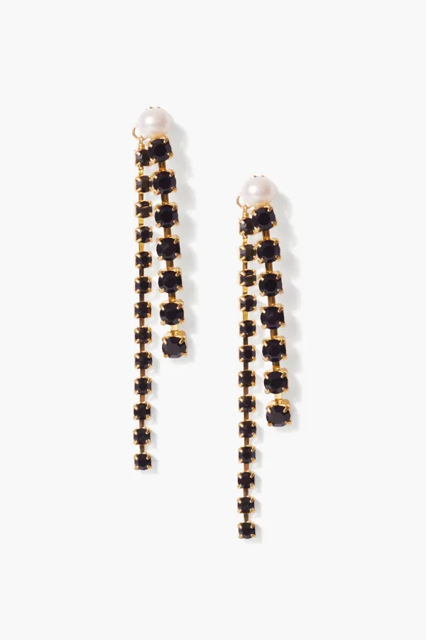Chan Luu Earrings^Black Crystal And Gold Duo Earrings