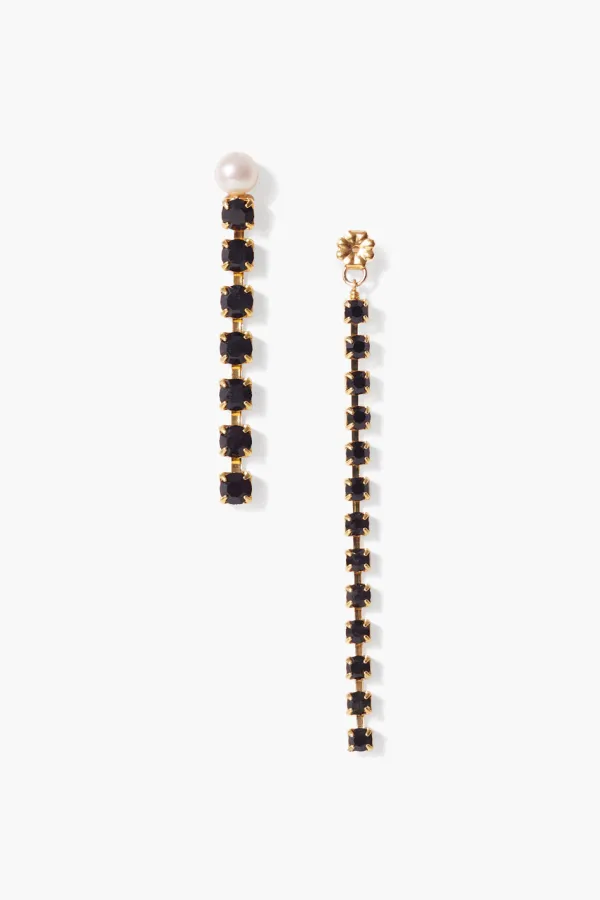 Chan Luu Earrings^Black Crystal And Gold Duo Earrings