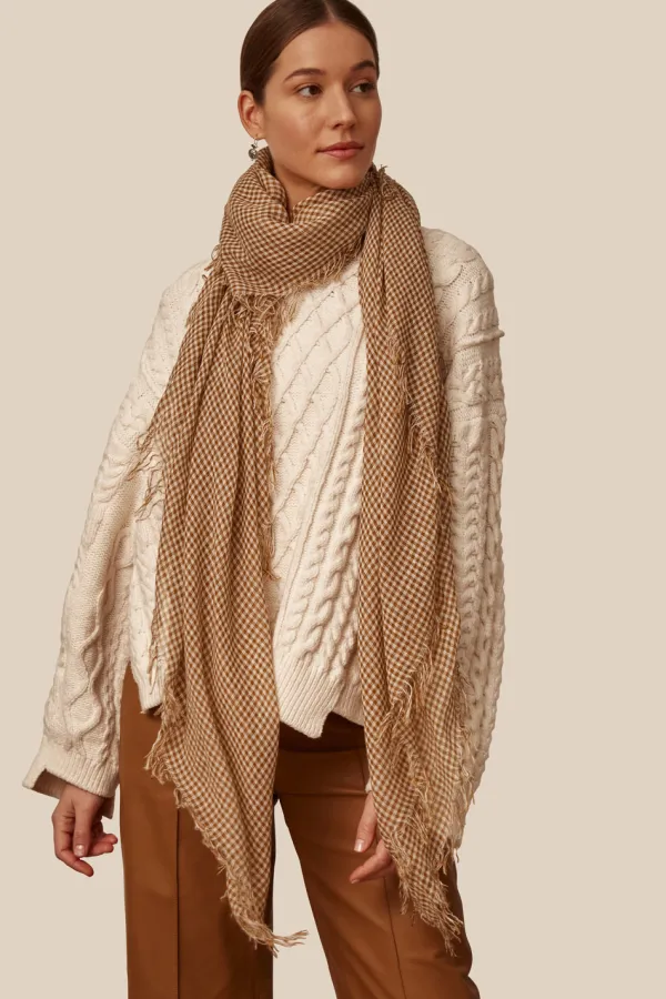 Chan Luu Scarves^Butterscotch Gingham Cashmere And Silk Scarf