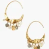Chan Luu Earrings^Crescent Cream Pearl And Citrine Mix Gold Hoop Earrings