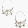 Chan Luu Earrings^Crescent Grey Pearl And Herkimer Mix Silver Hoop Earrings