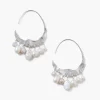 Chan Luu Earrings^Crescent White Pearl And Silver Hoop Earrings