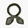 Chan Luu Bandanas^Embroidered Paisley Floral Bandana Rifle Green