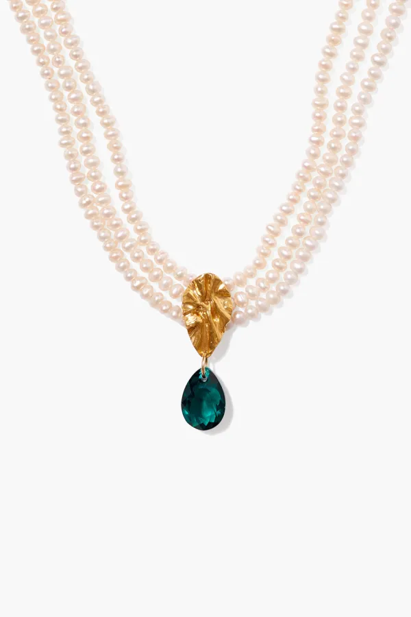 Chan Luu Necklaces^Emerald And Pearl Masquerade Choker