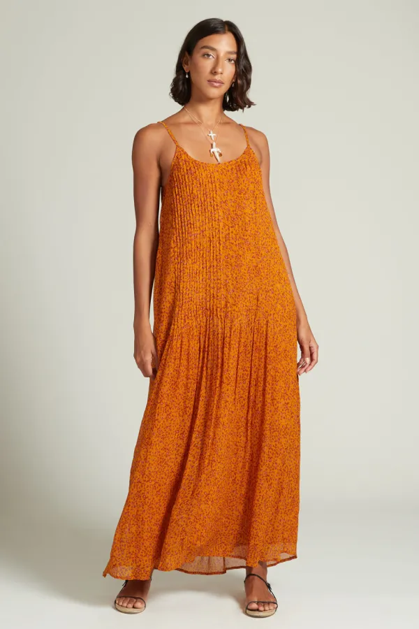 Chan Luu Dresses^Emma Pleated Paisley Sundress Chai Tea