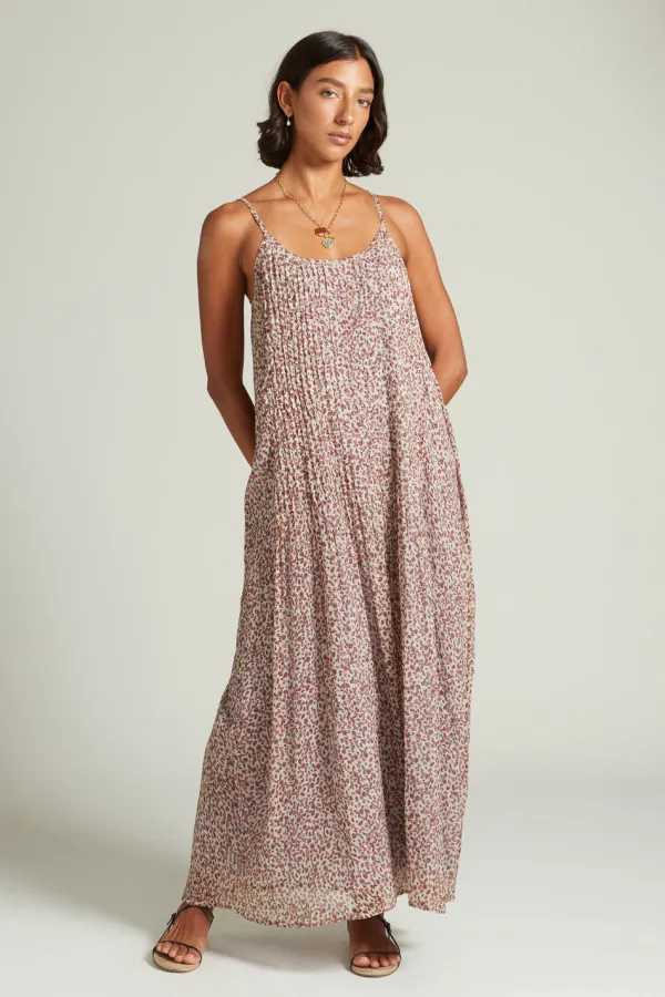 Chan Luu Dresses^Emma Pleated Paisley Sundress Eggshell
