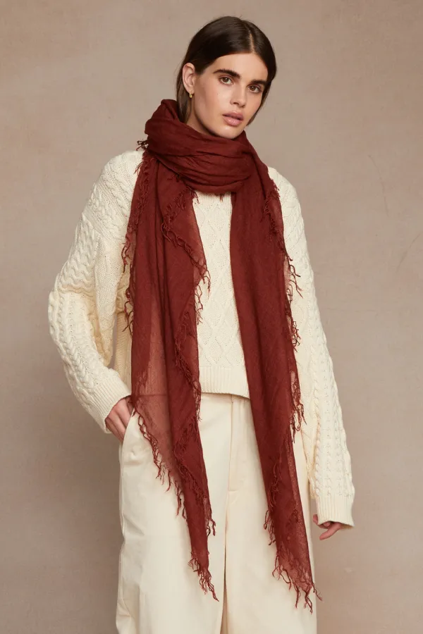 Chan Luu Scarves^Fired Brick Cashmere And Silk Scarf