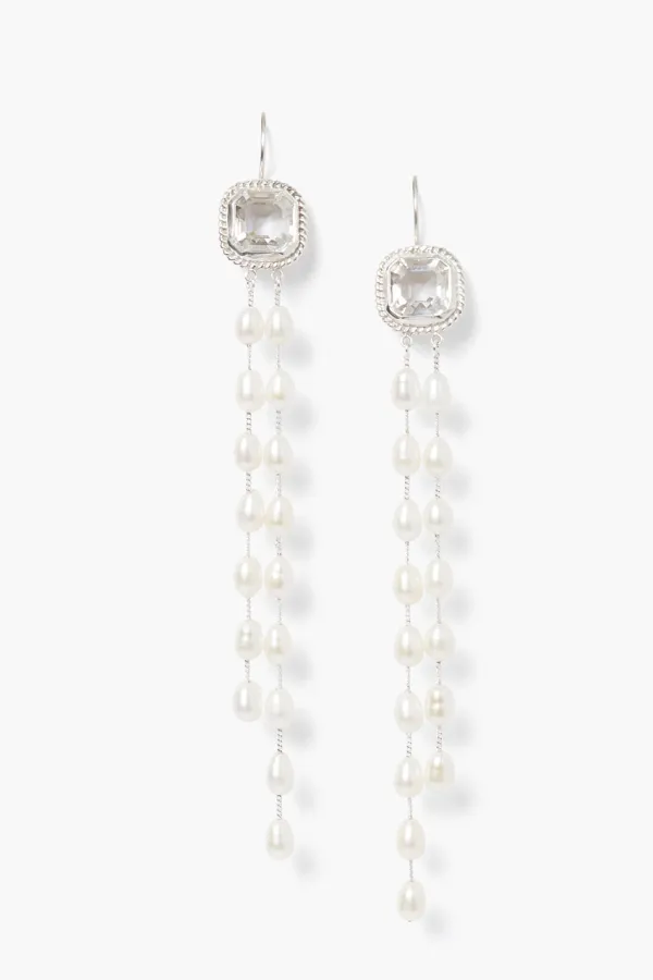 Chan Luu Earrings^Geneva Tiered Pearl Earrings Crystal