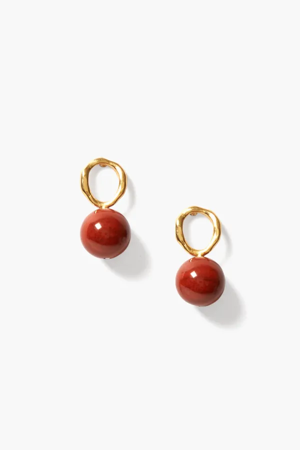 Chan Luu Earrings^Globe Stud Earrings Red Jasper