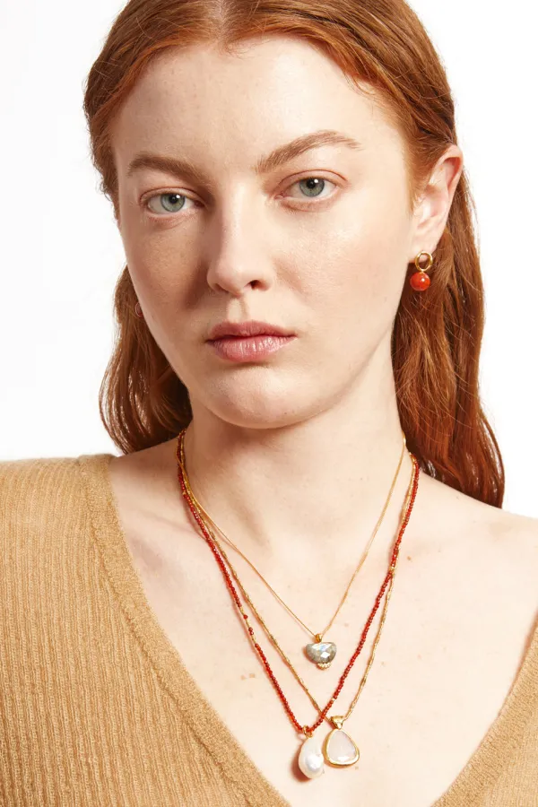 Chan Luu Earrings^Globe Stud Earrings Red Jasper
