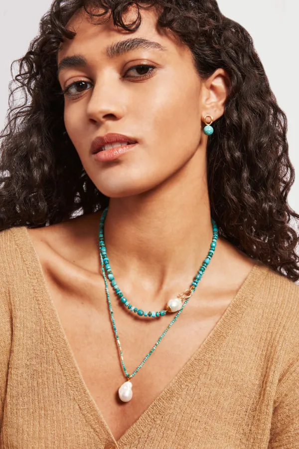 Chan Luu Earrings^Globe Stud Earrings Turquoise