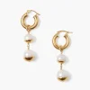 Chan Luu Earrings^Gold Dipped Tiered Hoop Earrings White Pearl