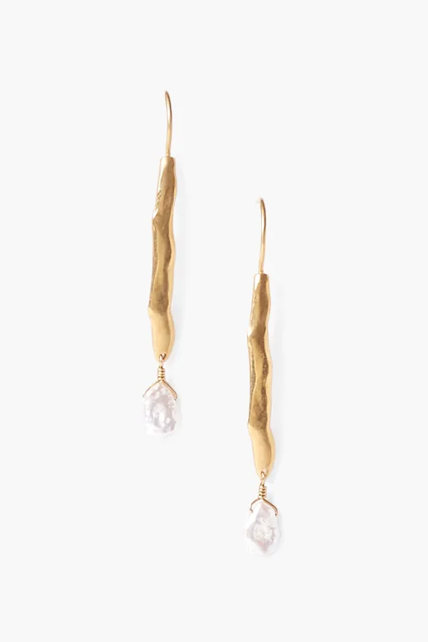 Chan Luu Earrings^Gold Wave Pearl Drop Earrings