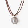 Chan Luu Necklaces^Grey Baroque Pearl On Leather Cord Necklace