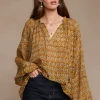 Chan Luu Tops^Josephine Block Print Blouse Chai Tea
