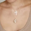Chan Luu Necklaces^14K Chan Baroque Pearl Cross Necklace Set