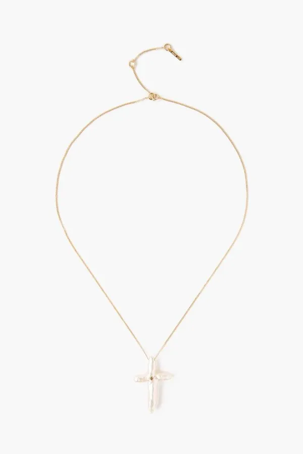 Chan Luu Necklaces^14K Chan Baroque Pearl Cross Necklace Set