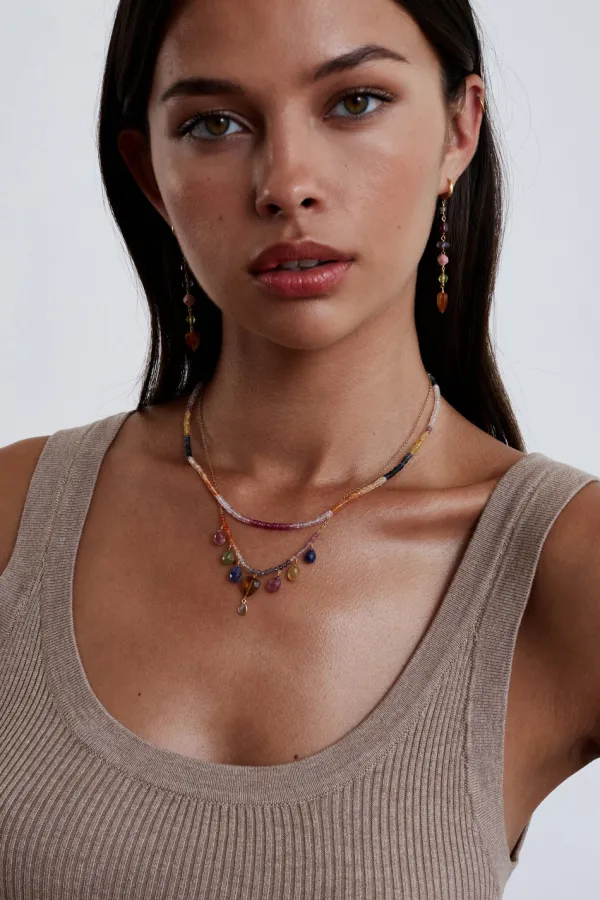Chan Luu Necklaces^14K Rainbow Heishi Necklace Sapphire Mix