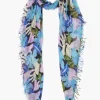 Chan Luu Scarves^Pageant Blue Floral Print Cashmere And Silk Scarf