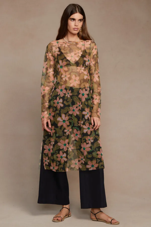 Chan Luu Dresses^Paulina Printed Mesh Tunic Black