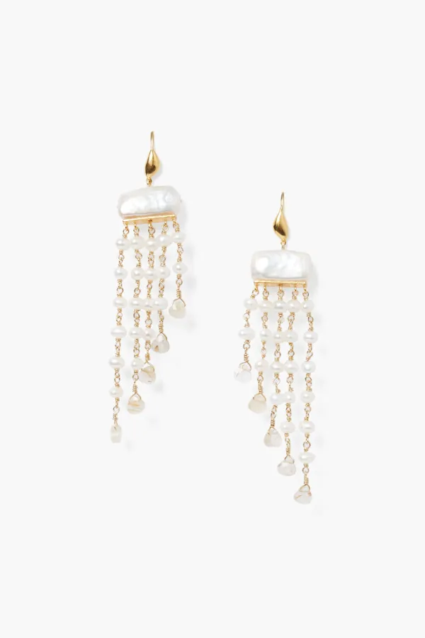 Chan Luu Earrings^Phaedra Waterfall Earrings White Pearl Mix