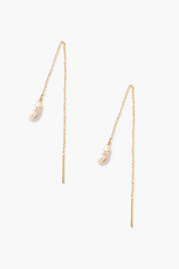 Chan Luu Earrings^Pink Keshi Pearl Thread Thru Earrings