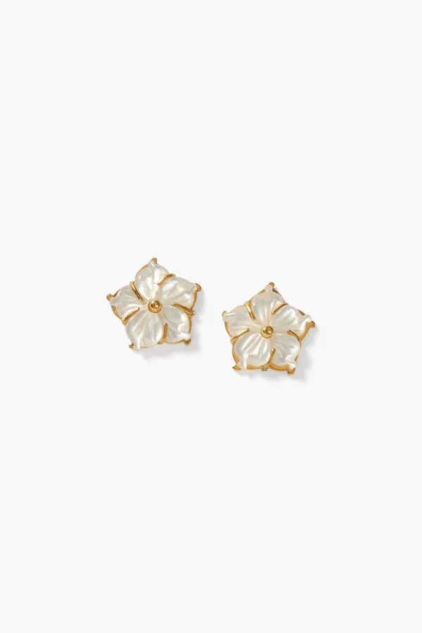 Chan Luu Earrings^Plumeria Stud Earrings White Mop