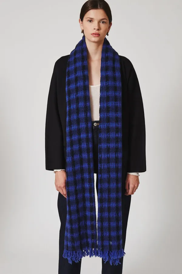Chan Luu Scarves^Sapphire Checkered Wool Scarf