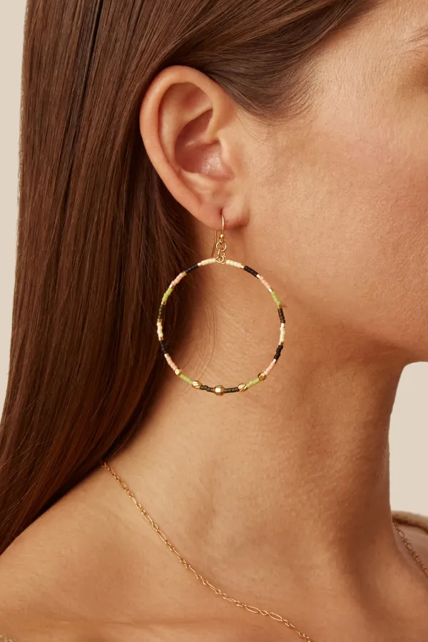 Chan Luu Earrings^Seed Bead Hoop Earrings Lime Mix