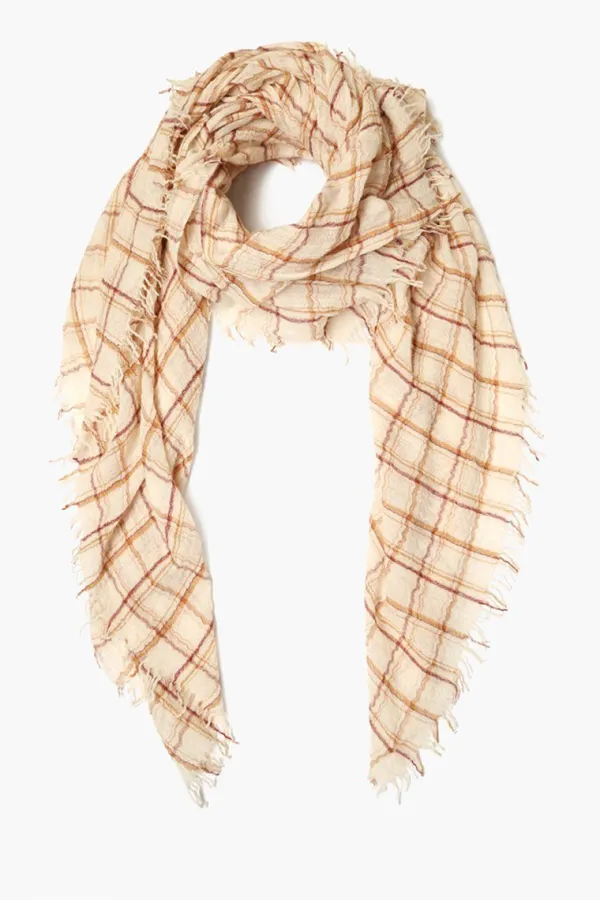 Chan Luu Scarves^Seed Pearl Mix Plaid Wool Scarf