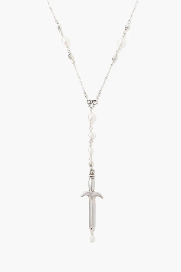 Chan Luu Necklaces^Silver Dagger And White Pearl Necklace