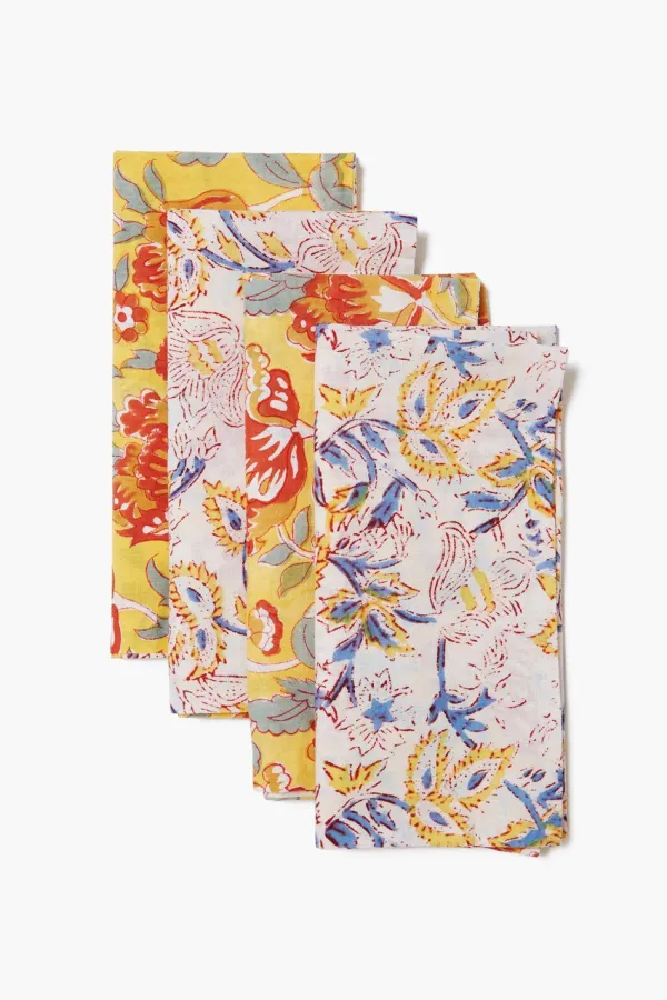 Chan Luu Napkins^Tangerine Reversible Block Print Napkin Set