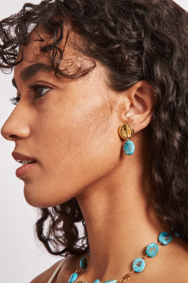 Chan Luu Earrings^Tiered Coin Earrings Turquoise