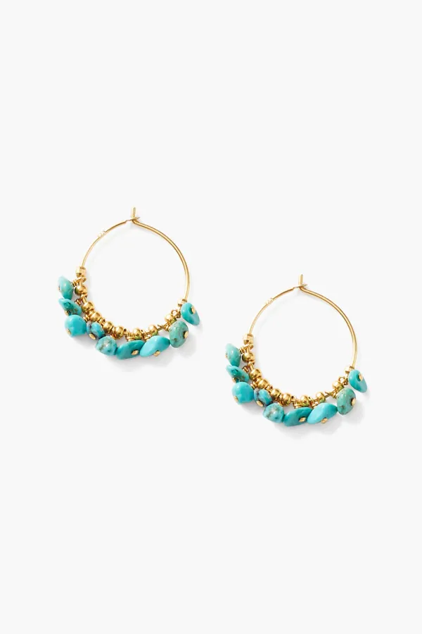 Chan Luu Earrings^Turquoise & Gold Heishi Hoops