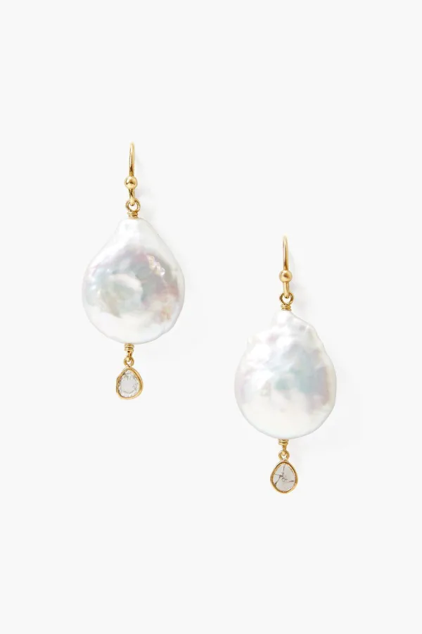 Chan Luu Earrings^White Pearl And Diamond Teardrop Earrings