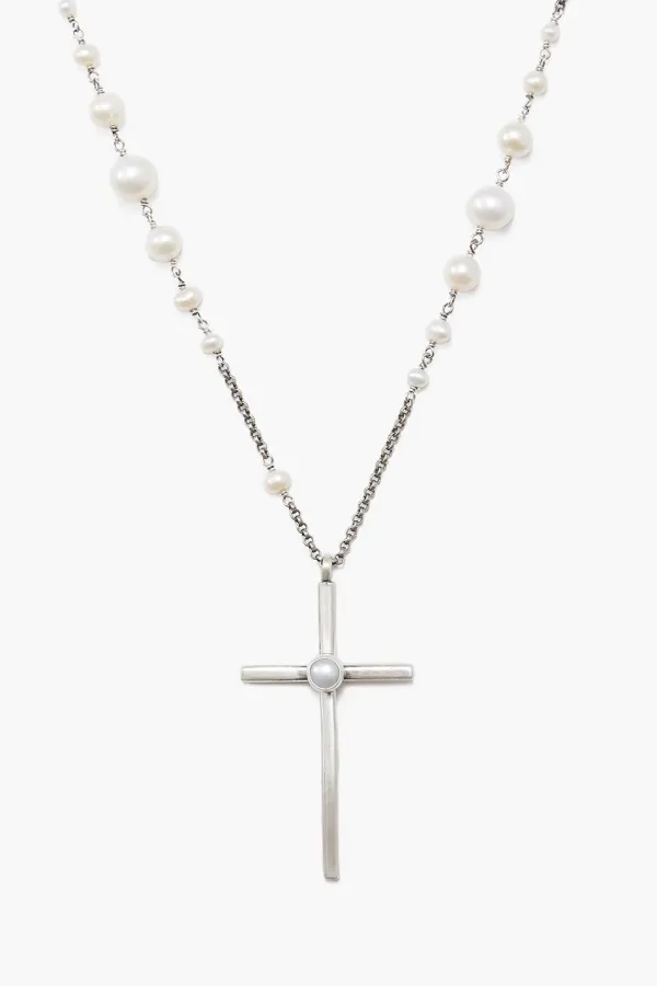 Chan Luu Necklaces^White Pearl And Silver Rosary Necklace