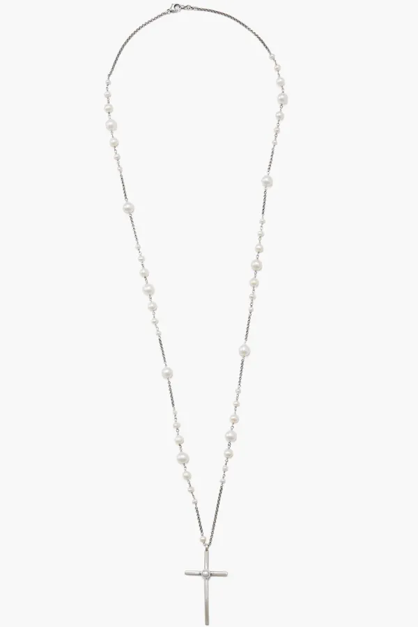 Chan Luu Necklaces^White Pearl And Silver Rosary Necklace